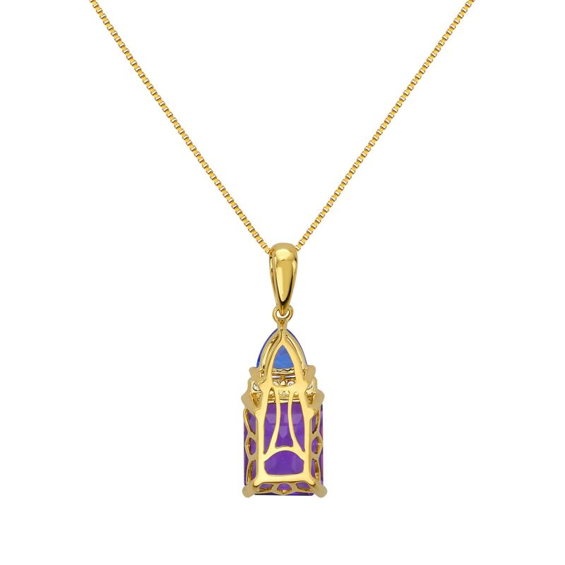 Amethyst, Tanzanite and Diamond Accent Pendant in 10K Yellow Gold – Image 3 of 4
