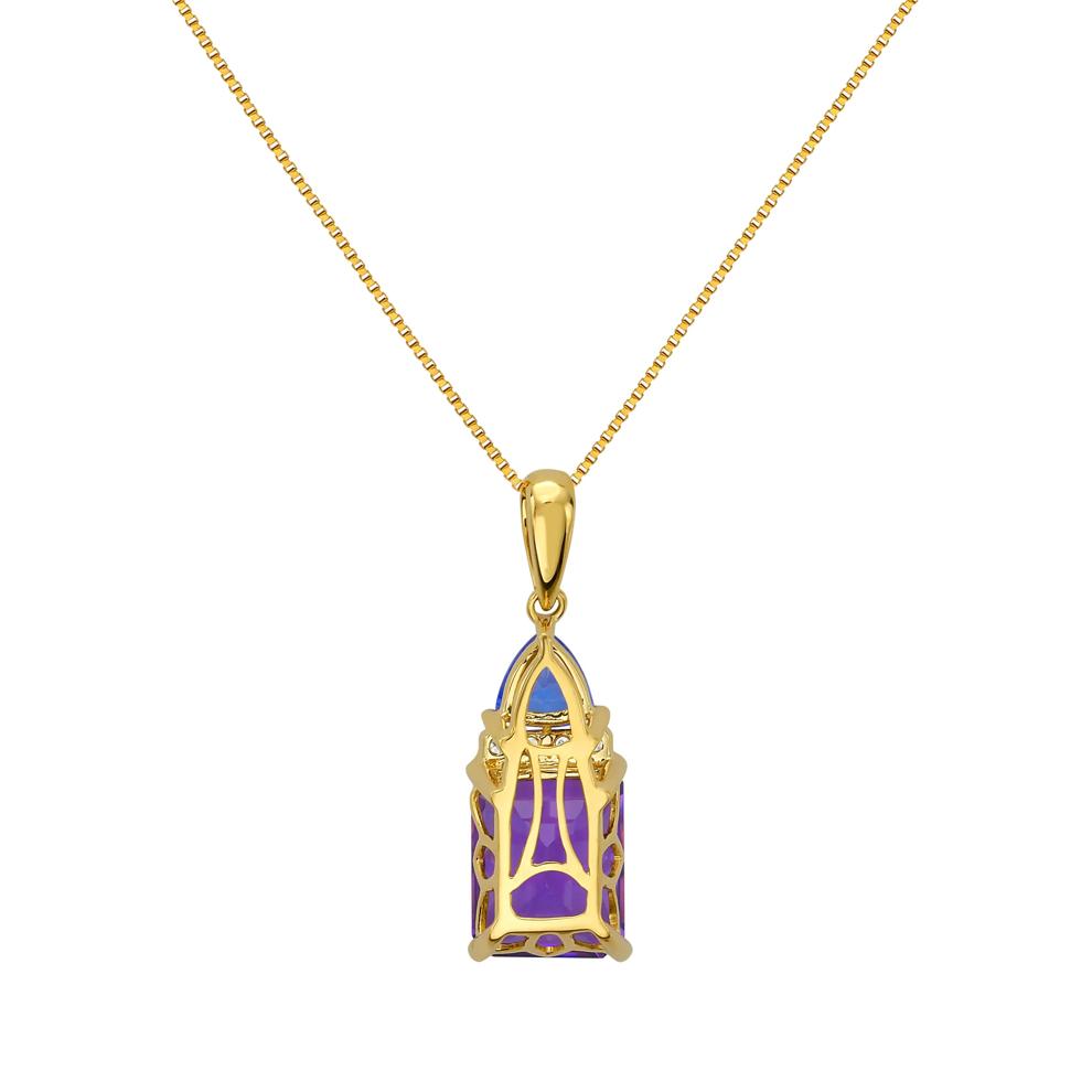 Amethyst, Tanzanite and Diamond Accent Pendant in 10K Yellow Gold – Image 3 of 4
