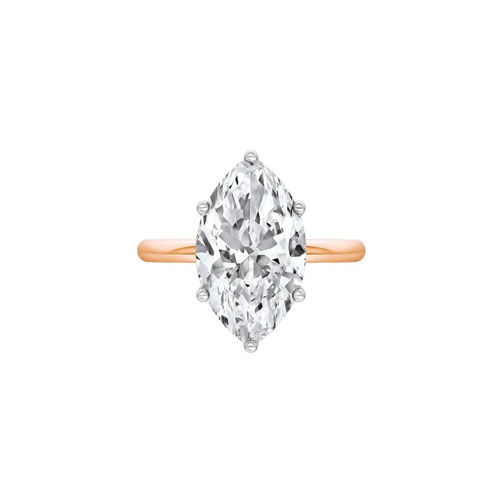 Lab Grown Diamond Marquise Solitaire Engagement Ring in 14K Rose &amp; White Gold (4 ct.) – Image 1 of 4