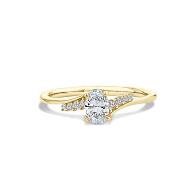 Lab Grown Diamond Oval Center Promise Ring in 10K Yellow Gold (1/2 ct. tw.)