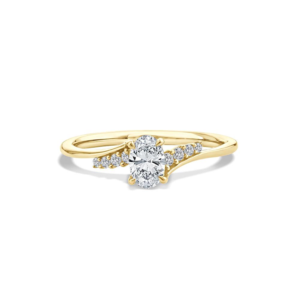 Lab Grown Diamond Oval Center Promise Ring in 10K Yellow Gold (1/2 ct. tw.) – Image 1 of 4