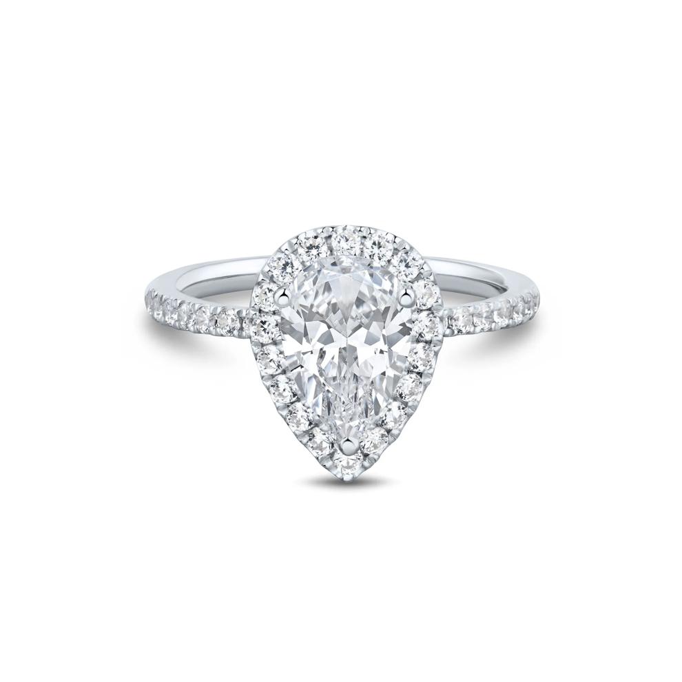 Lab Grown Diamond Pear-Shaped Halo Engagement Ring in 14K White Gold (2 ct. tw.) – Image 1 of 3
