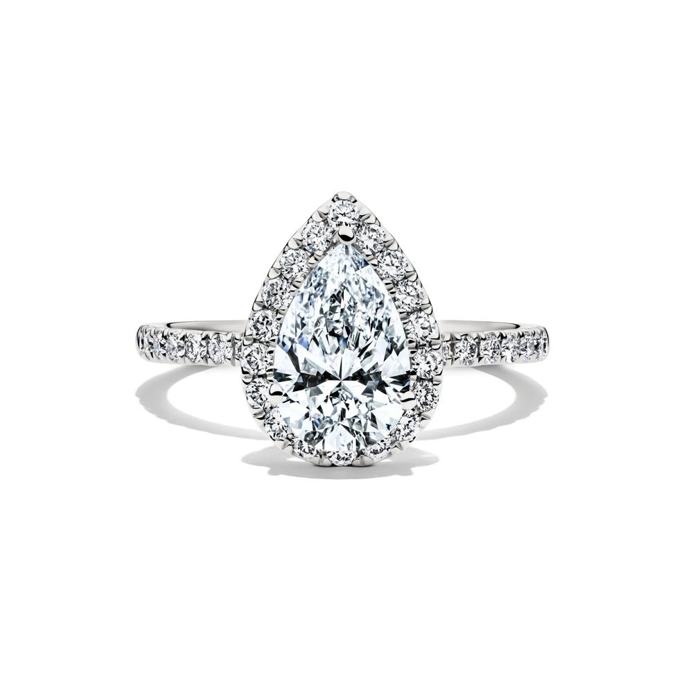 Lab Grown Diamond Pear-Shaped Halo Engagement Ring in 14K White Gold (2 ct. tw.) – Image 1 of 3