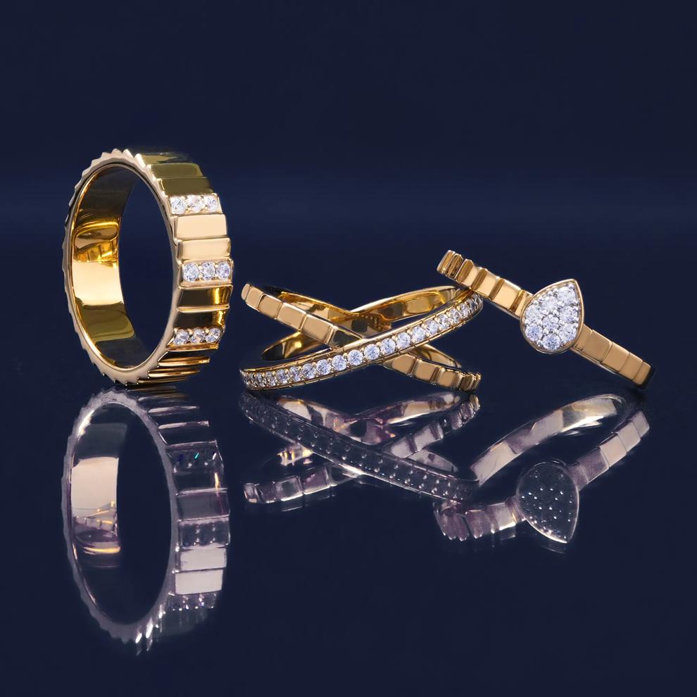 Diamond Multi-Row Ribbed Ring in Vermeil (1/7 ct. tw.) – Image 7 of 7