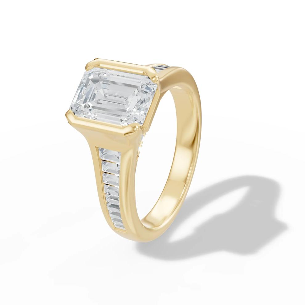 Lab Grown Diamond Emerald-Cut Center Engagement Ring in 14K Yellow Gold (2 1/2 ct. tw.) – Image 4 of 4