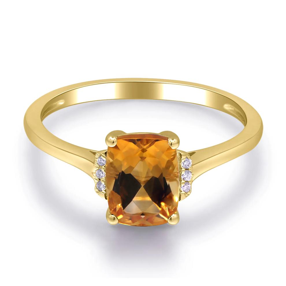 Citrine &amp; Diamond Accent Ring in 10K Yellow Gold – Image 1 of 4