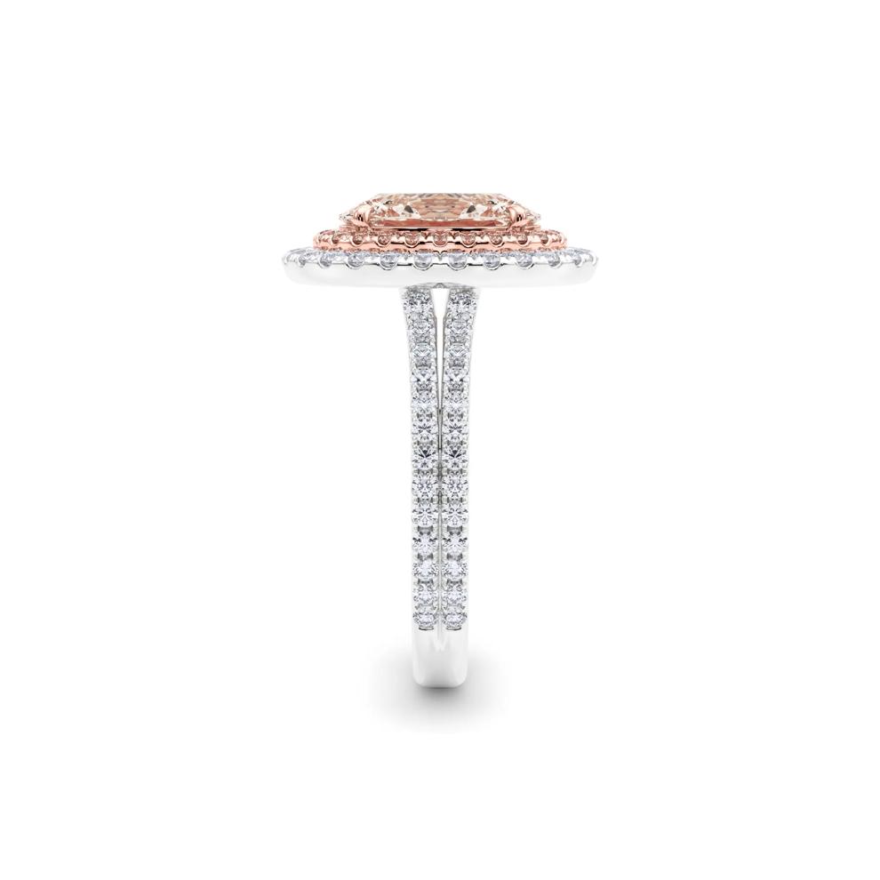 Lab Grown Pink Diamond Halo Engagement Ring in 14K White and Rose Gold (3  5/8 ct. tw.) – Image 3 of 5