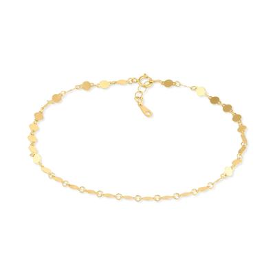 Polished Disc Anklet in 10K Yellow Gold, 10"