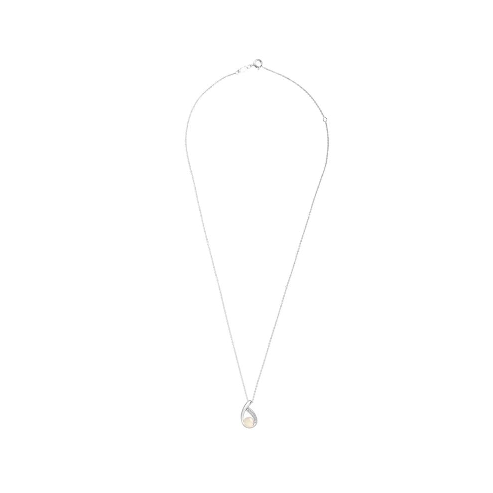 Freshwater Cultured Pearl &amp; Diamond Accent Open Drop Pendant in Sterling Silver – Image 3 of 4