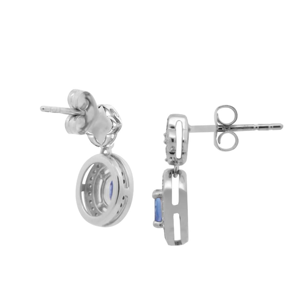 Tanzanite &amp; Diamond Drop Earrings in 10K White Gold (1/4 ct. tw.) – Image 2 of 2