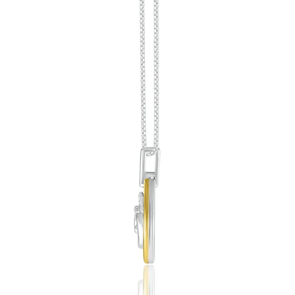 Diamond Accent Cancer Disc Pendant in Sterling Silver and 10K Yellow Gold  – Image 2 of 3