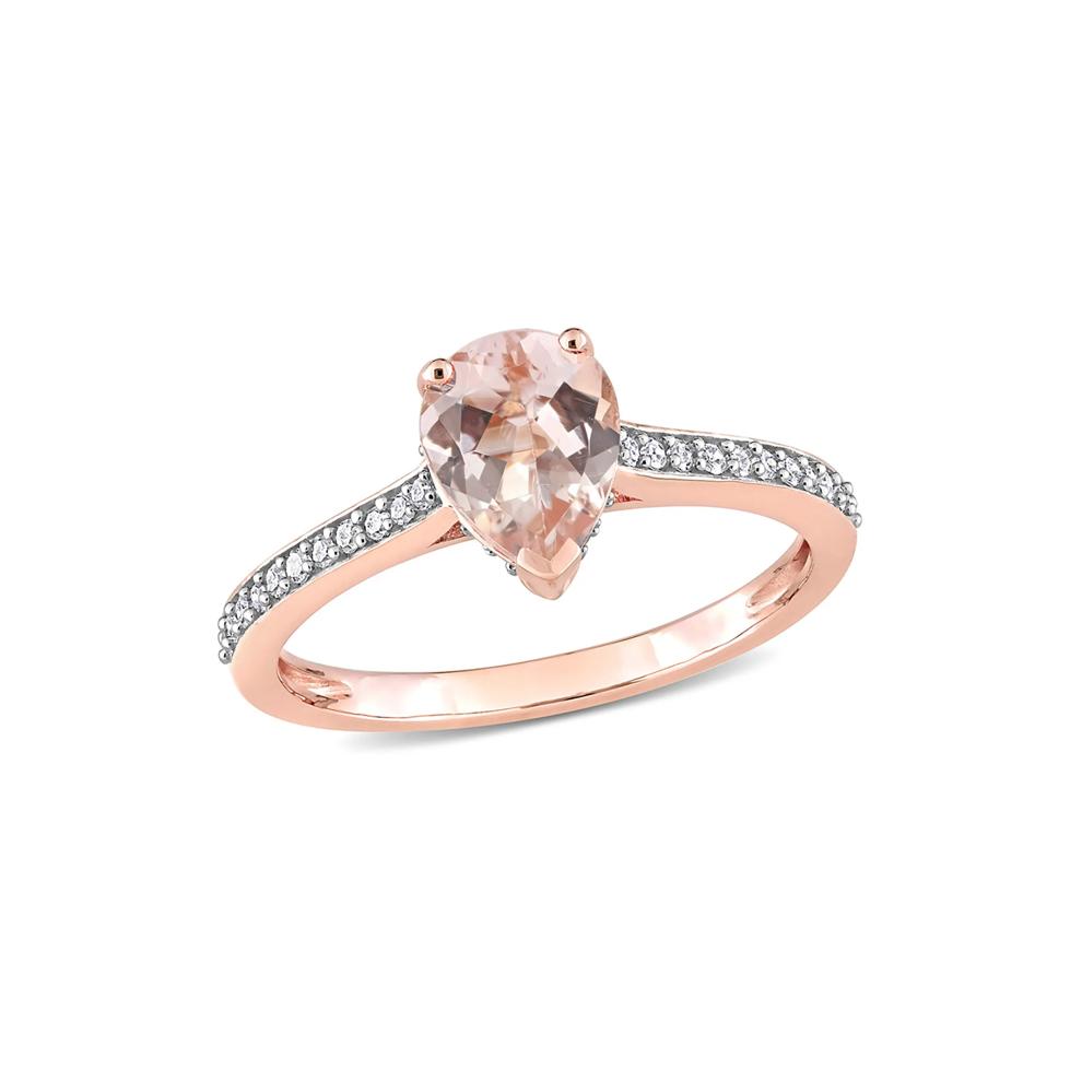 Pear-Shaped Morganite &amp; Diamond Ring in 10K Rose Gold (1/8 ct. tw.) – Image 4 of 5