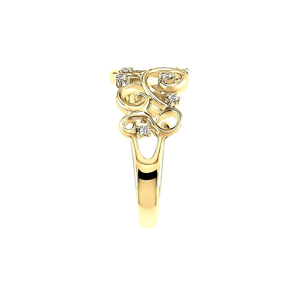 1/10 ct. tw. Diamond Swirl Ring in 10K Yellow Gold – Image 3 of 3