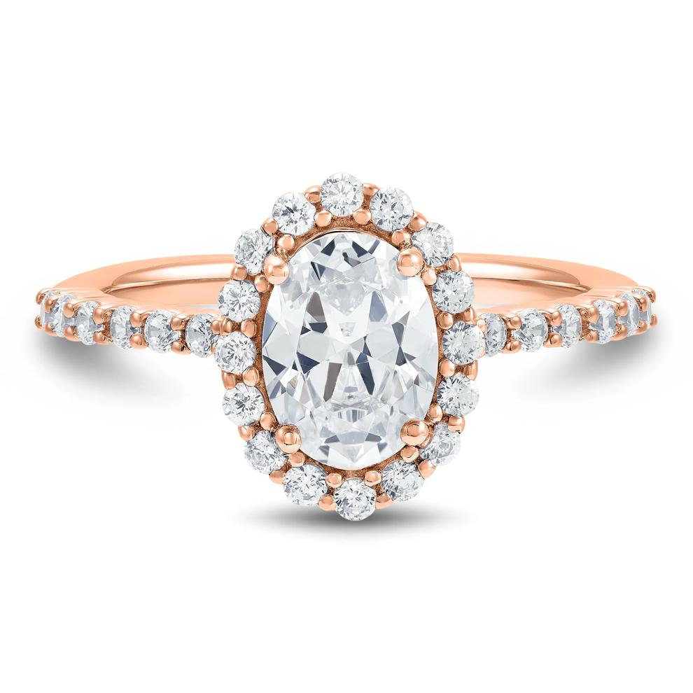 Lab Grown Diamond Oval Halo Engagement Ring in 14K Rose Gold (1 3/4 ct. tw.) – Image 1 of 3