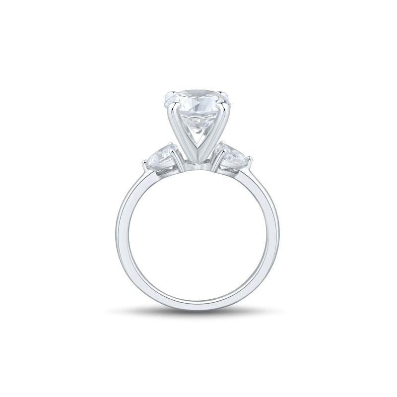 Lab Grown Diamond Heart-Shaped Side Stone Semi-Mount Engagement Ring in 14K White Gold &#40;5/8 ct. tw.&#41; &#40;Setting Only&#41; – Image 4 of 6
