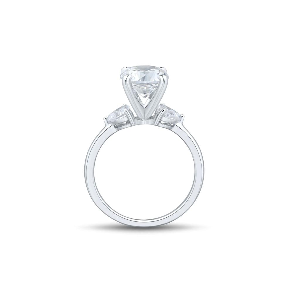 Lab Grown Diamond Heart-Shaped Side Stone Semi-Mount Engagement Ring in 14K White Gold (5/8 ct. tw.) (Setting Only) – Image 4 of 6