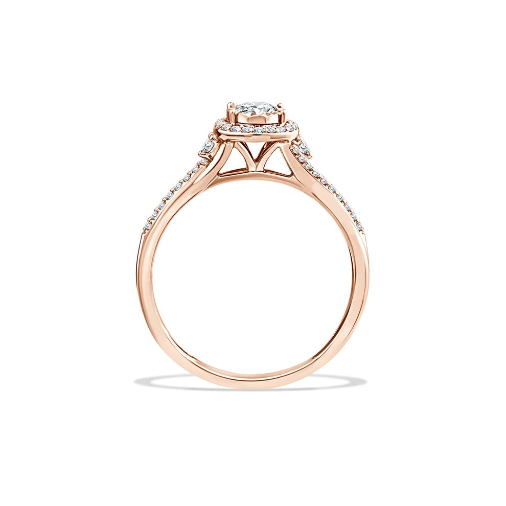 Lab Grown Diamond Oval Halo Center Twist-Shank Promise Ring in 10K Rose Gold (1/2 ct. tw.) – Image 2 of 4