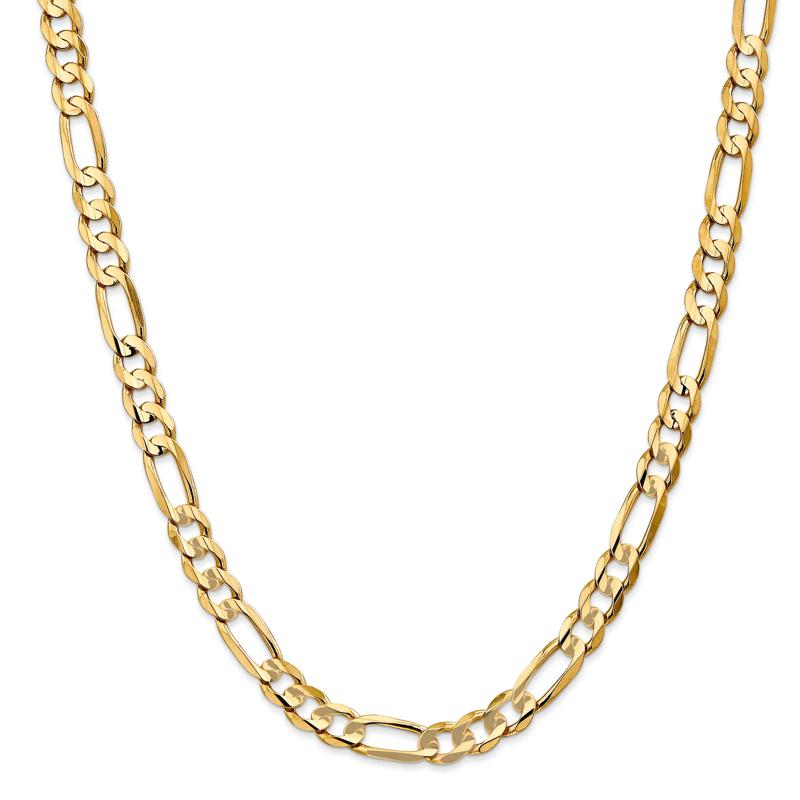 Solid Concave Figaro Open Link Chain in 14K Yellow Gold, 6.75MM, 22&rdquo; – Image 1 of 4