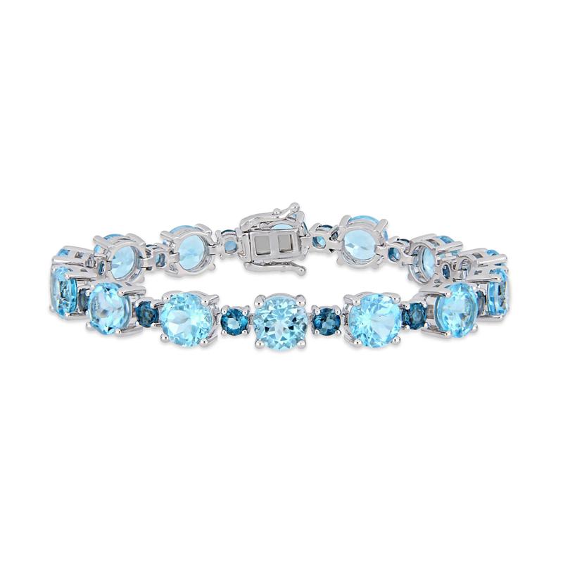 Sky-Blue Topaz &amp; London Blue Topaz Tennis Bracelet in Sterling Silver – Image 1 of 5