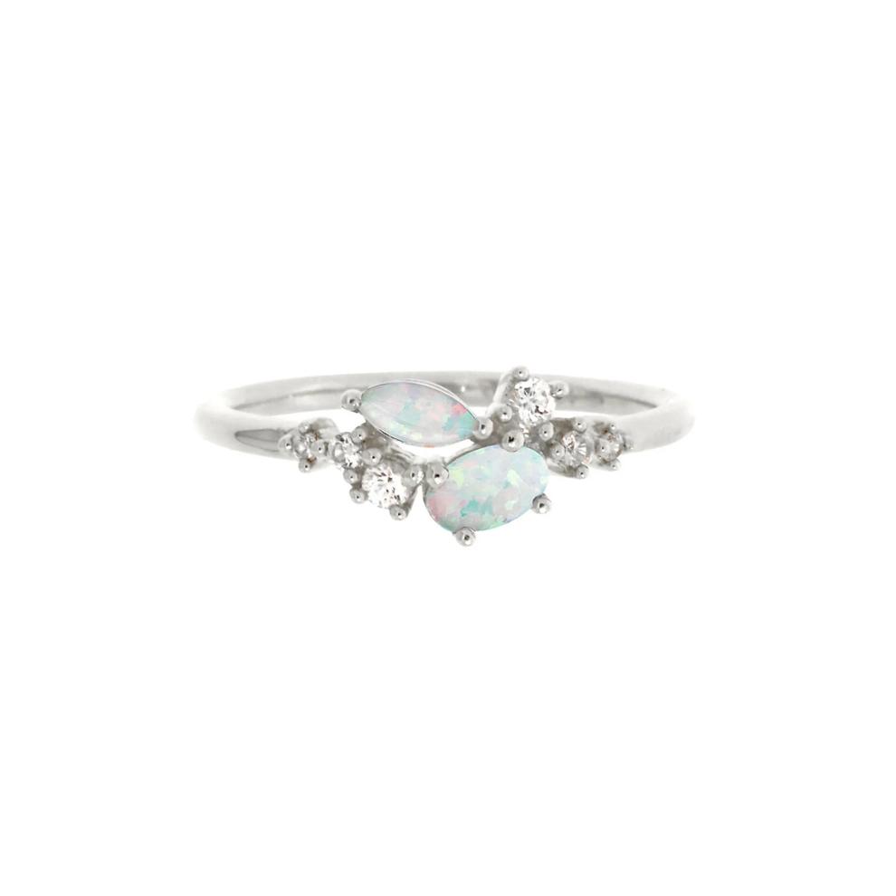 Lab Created Opal &amp; White Sapphire Stack Ring in Sterling Silver – Image 1 of 4