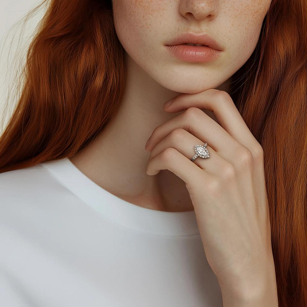 Lab Grown Diamond Marquise Engagement Ring in 14K White Gold (1 3/4 ct. tw.) – Image 4 of 4