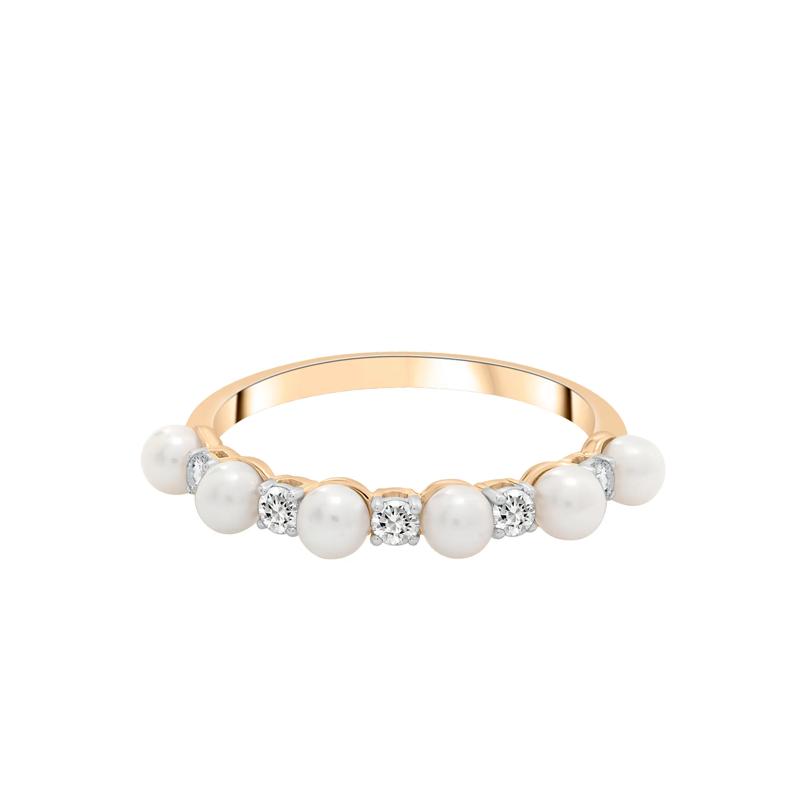 Freshwater Pearl and Lab-Created White Sapphire Ring in 10K Yellow Gold – Image 1 of 5