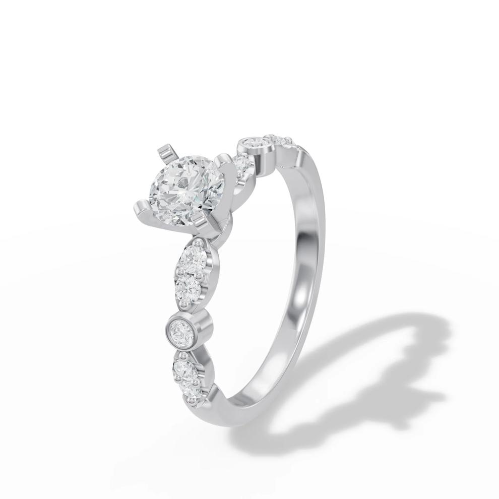 Diamond Round Center Engagement Ring in Platinum (3/4 ct. tw.) – Image 4 of 4
