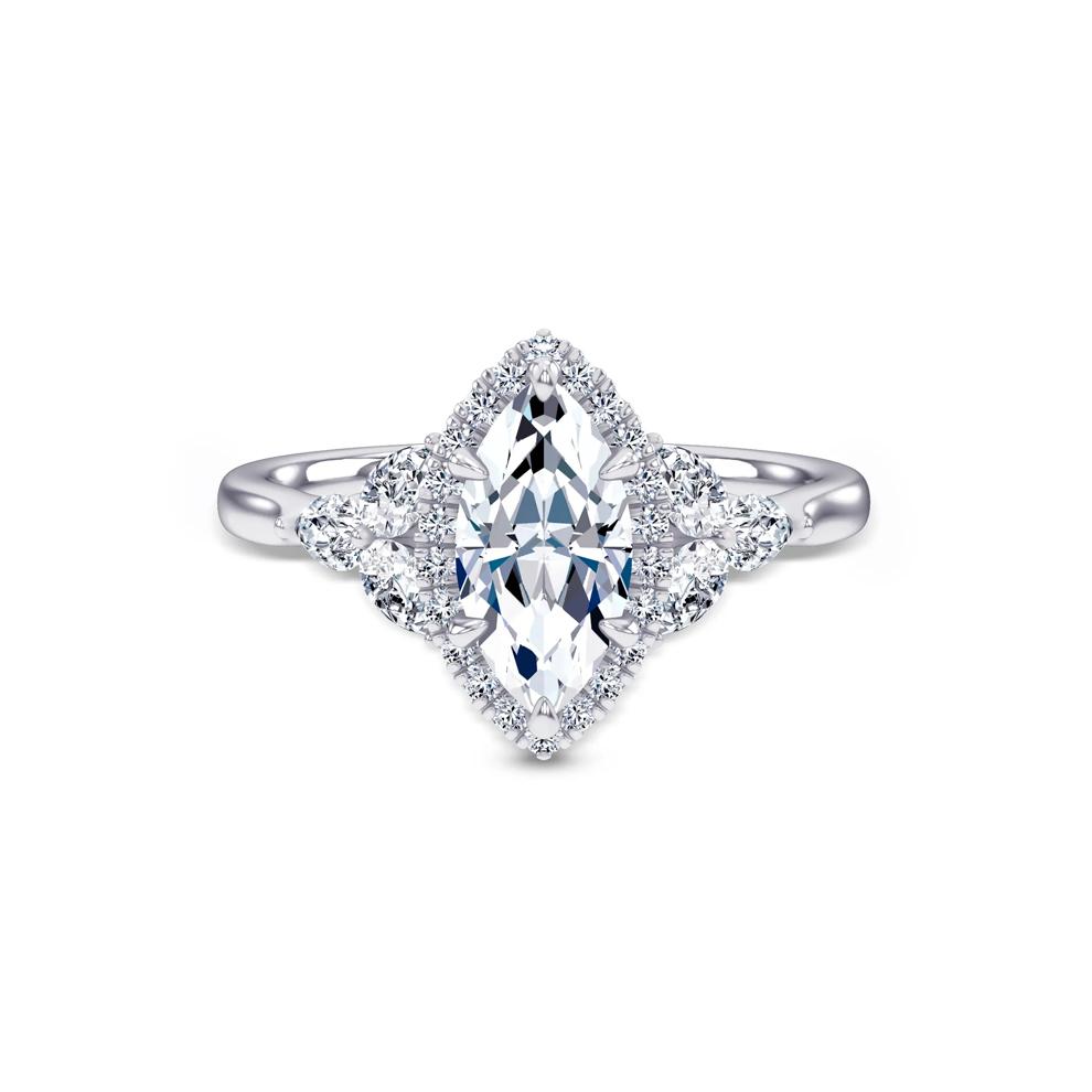 Diamond Marquise Halo Engagement Ring in Platinum (1 1/2 ct. tw.) – Image 1 of 4
