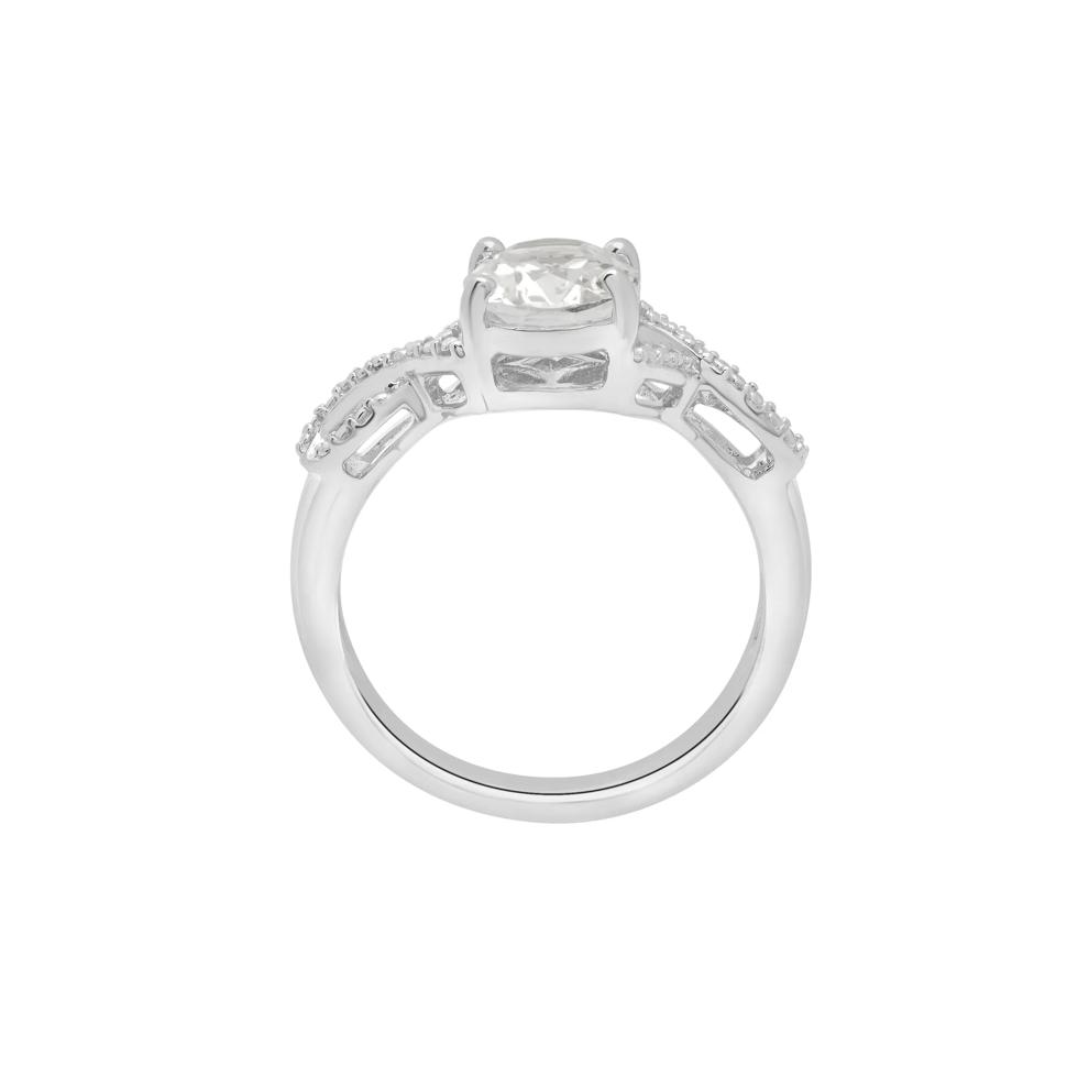 Oval Lab-Created White Sapphire with Diamond Accents in Sterling Silver – Image 2 of 5
