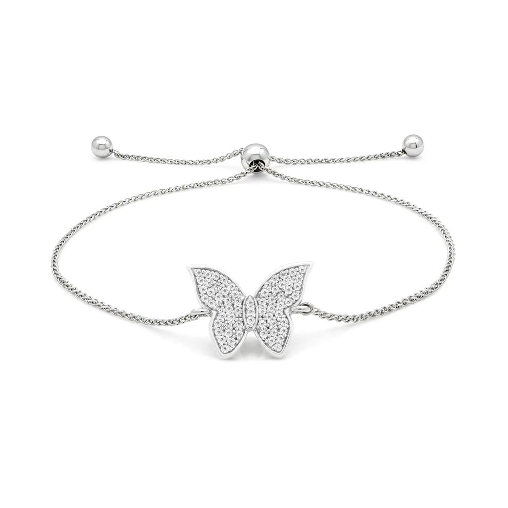 Diamond Butterfly Bolo Bracelet in Sterling Silver (1/3 ct. tw.) – Image 1 of 2