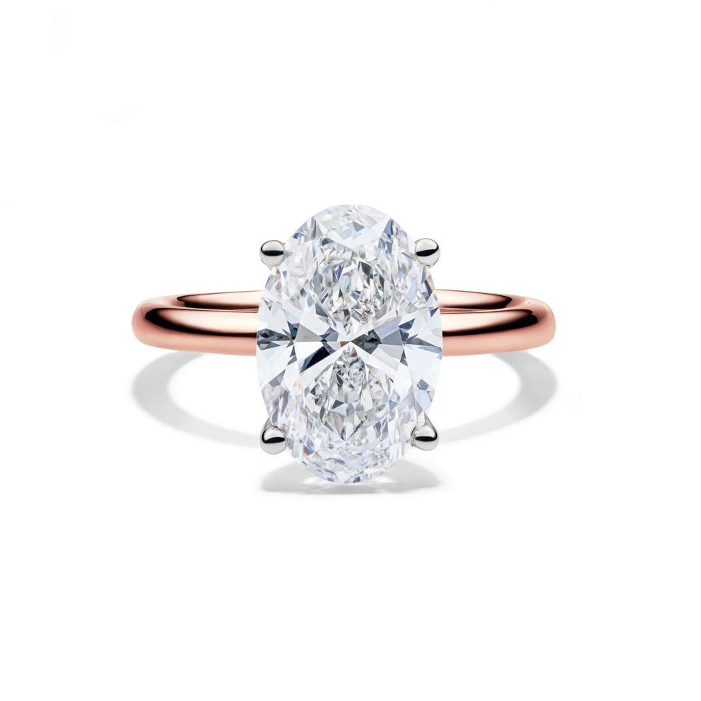 Lab Grown Diamond Oval Solitaire Engagement Ring in 14K Rose Gold (4 ct.) – Image 1 of 4