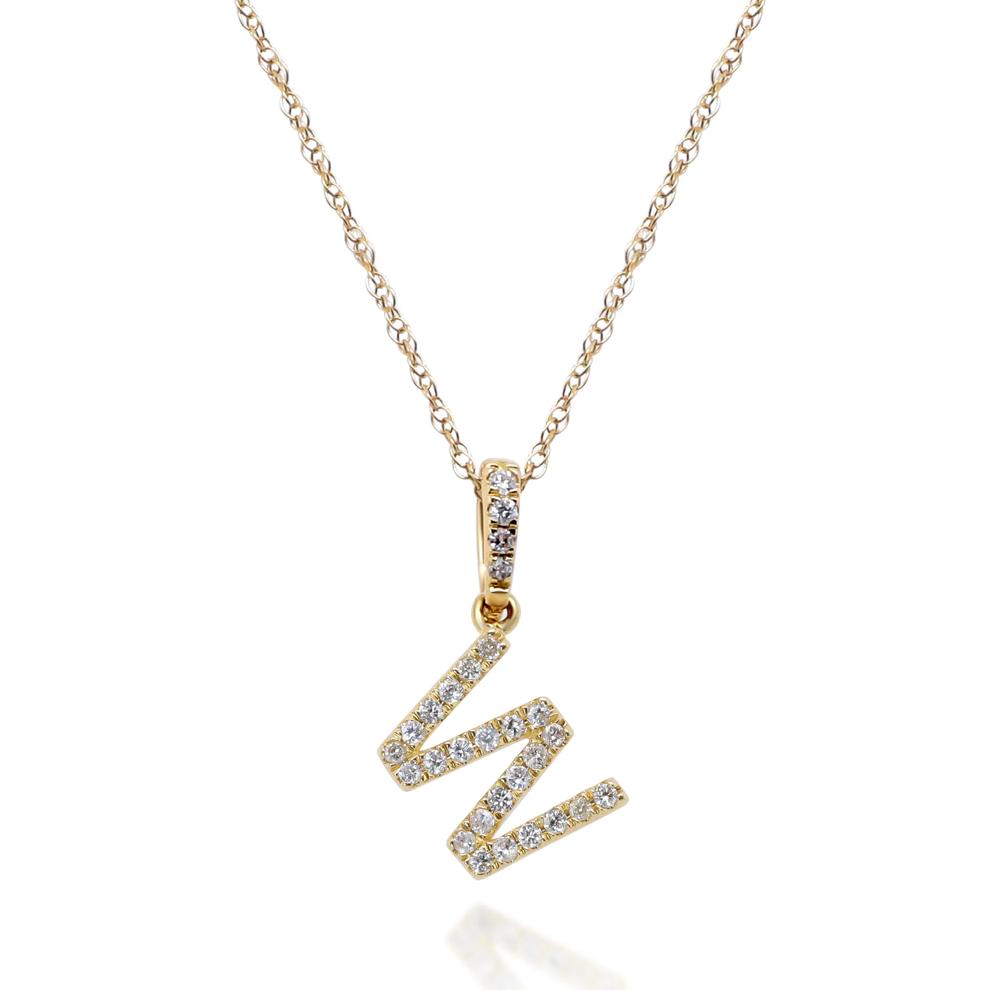 Diamond W Initial Pendant in 10K Yellow Gold (1/10 ct. tw.)  – Image 1 of 4
