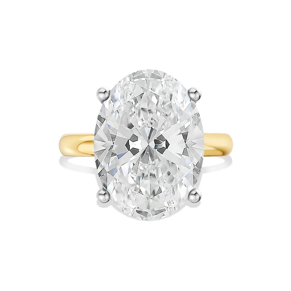 Lab Grown Diamond Oval Solitaire Ring in 14K Yellow &amp; White Gold (9 ct.) – Image 1 of 3