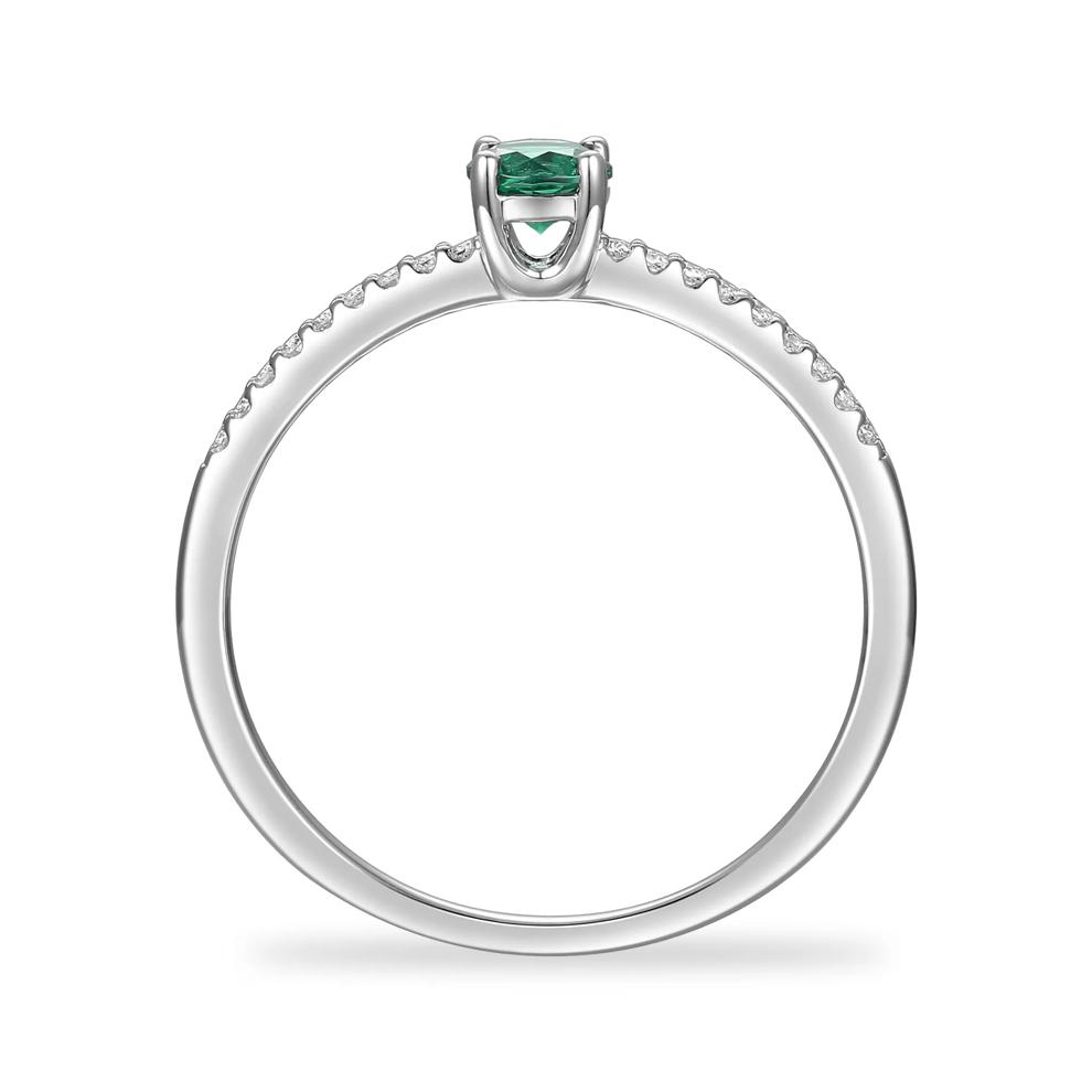 Emerald &amp; Diamond Ring in Sterling Silver (1/10 ct. tw.) – Image 2 of 4