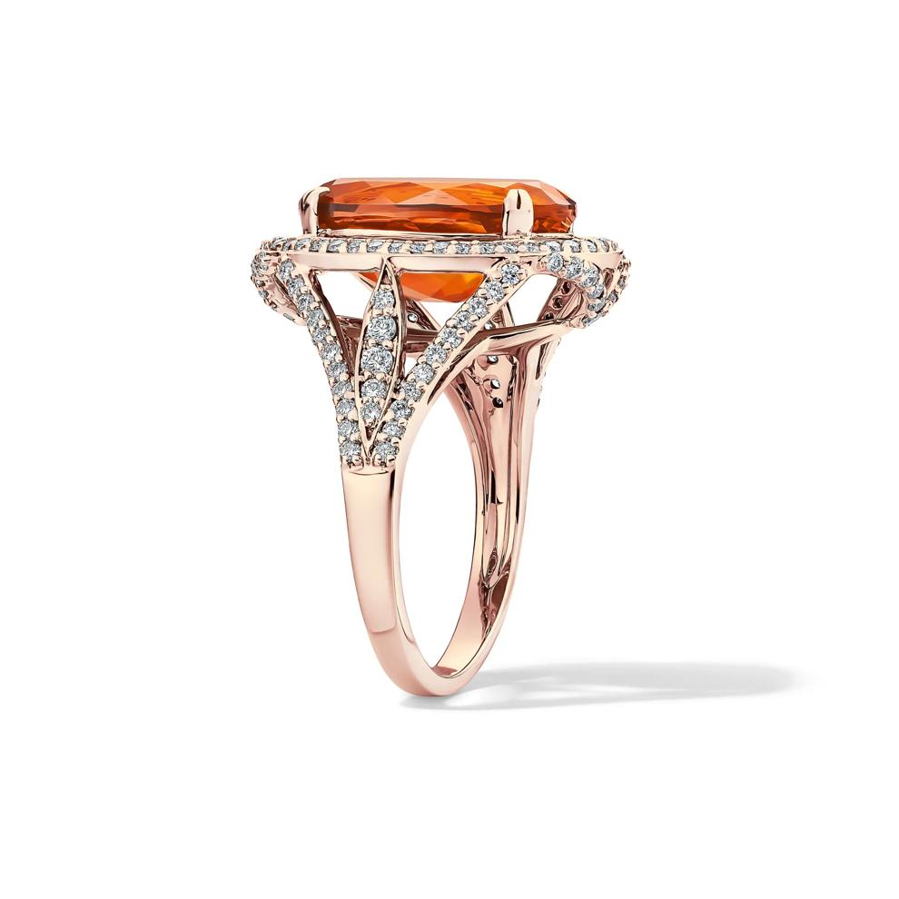 Oval Fire Opal &amp; Diamond Halo Ring in 14K Rose Gold (3/4 ct. tw.) – Image 3 of 4