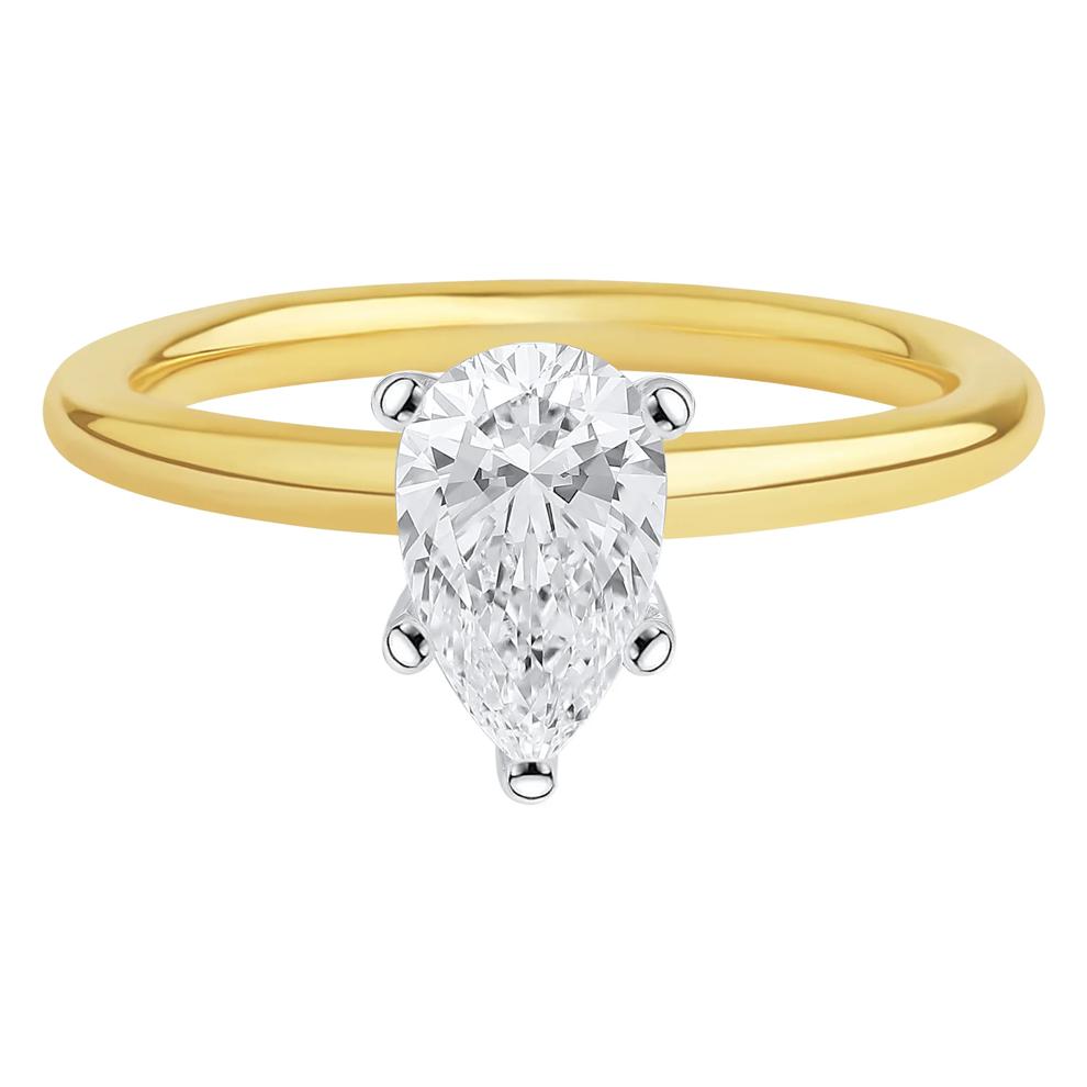 Lab Grown Diamond Pear-Shaped Solitaire Engagement Ring in 14K Yellow Gold (1 ct.) – Image 1 of 4