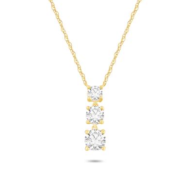 Lab Grown Diamond Three-Stone Drop Pendant in 10K Yellow Gold (1 ct. tw.)
