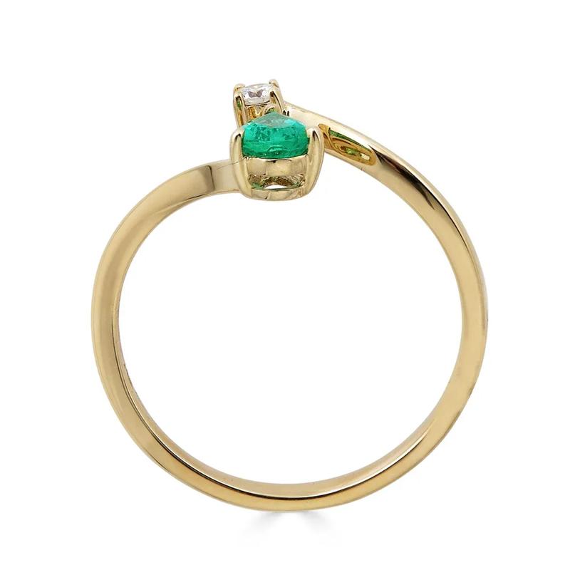 Emerald &amp; Diamond Ring in 10K Yellow Gold – Image 2 of 3