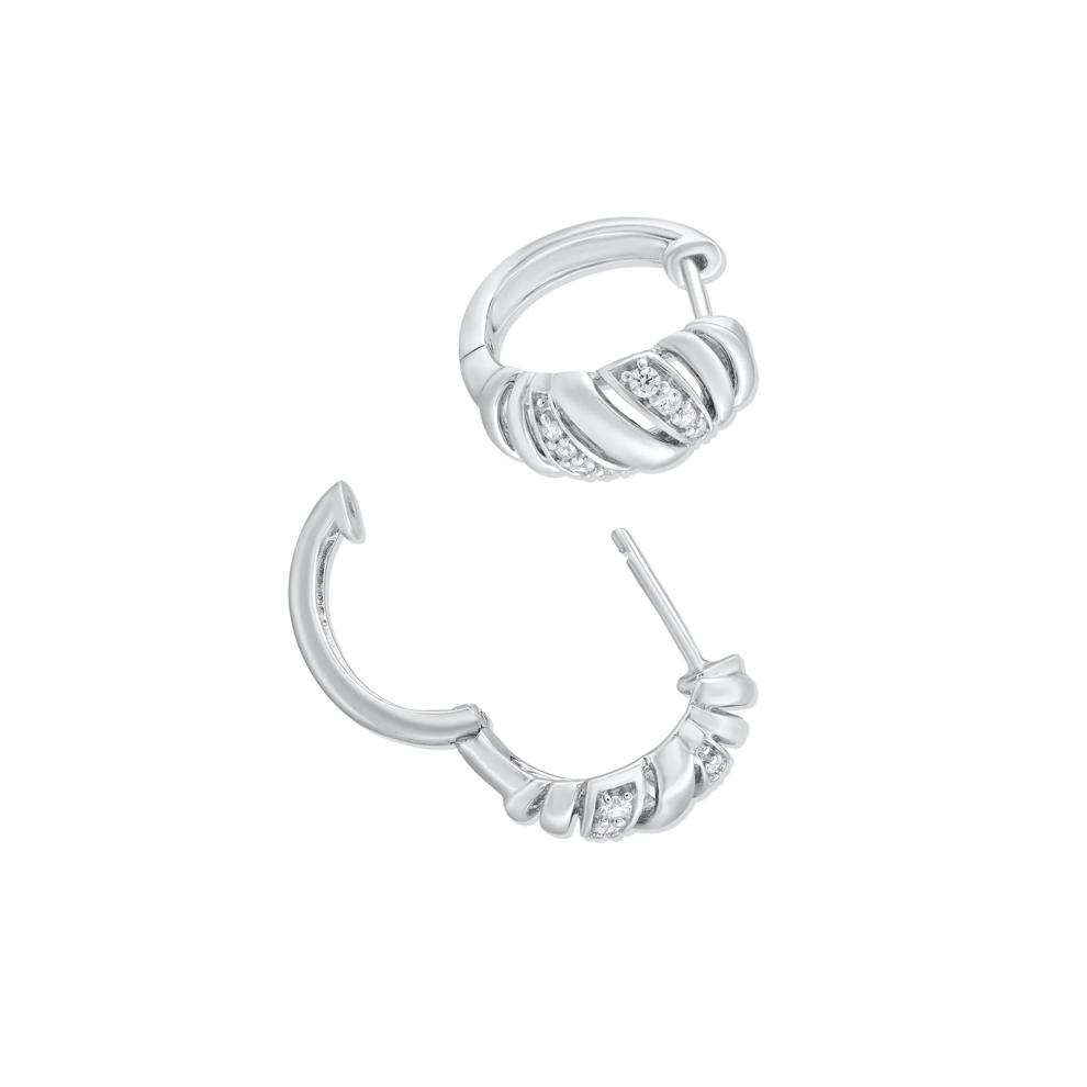 Diamond Twisted Hoop Earrings in Sterling Silver (1/7 ct. tw.) – Image 2 of 2