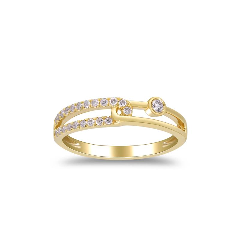 Diamond Interlocking Ring in 10K Yellow Gold &#40;1/5 ct. tw.&#41; – Image 1 of 5