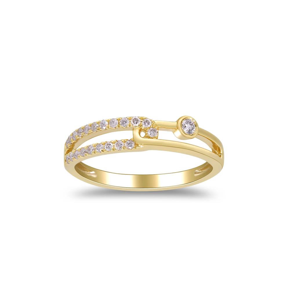 Diamond Interlocking Ring in 10K Yellow Gold (1/5 ct. tw.) – Image 1 of 5
