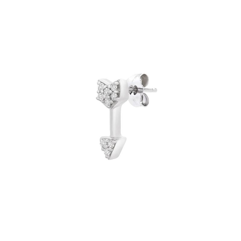 Diamond Arrow Single Stud Earring in 10K White Gold – Image 2 of 2