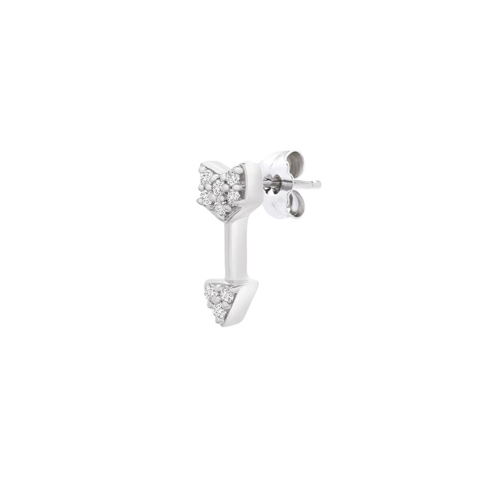 Diamond Arrow Single Stud Earring in 10K White Gold – Image 2 of 2