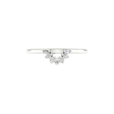 Round and Baguette Diamond Contour Band in 14K White Gold (1/7 ct. tw.)