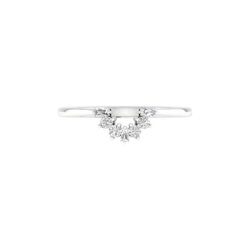 Round and Baguette Diamond Contour Band in 14K White Gold &#40;1/7 ct. tw.&#41; – Image 1 of 4