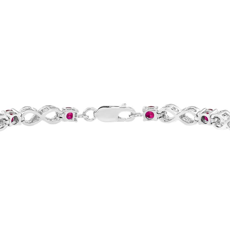 Lab-Created Ruby and Lab-Created White Sapphire Infinity Bracelet in Sterling Silver – Image 2 of 2