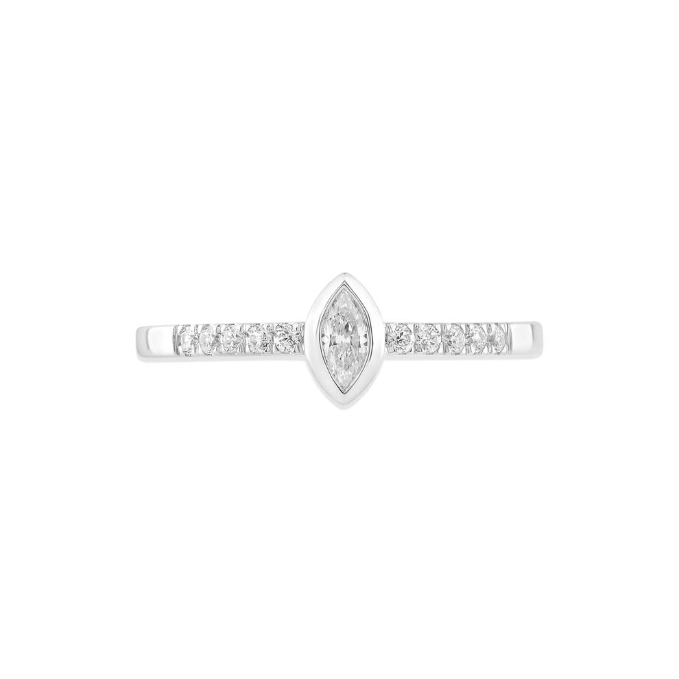 Diamond Marquise Bezel Center Promise Ring in 10K White Gold (1/4 ct. tw.) – Image 1 of 4