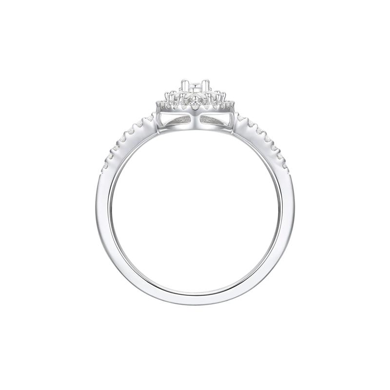 Round and Baguette Diamond Halo Promise Ring in Sterling Silver &#40;1/3 ct. tw.&#41; – Image 2 of 3