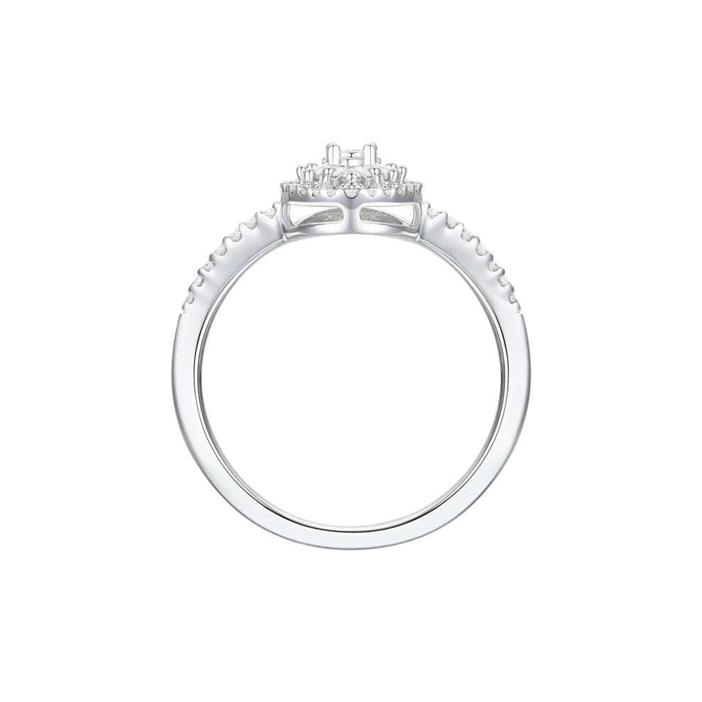 Round and Baguette Diamond Halo Promise Ring in Sterling Silver (1/3 ct. tw.) – Image 2 of 3