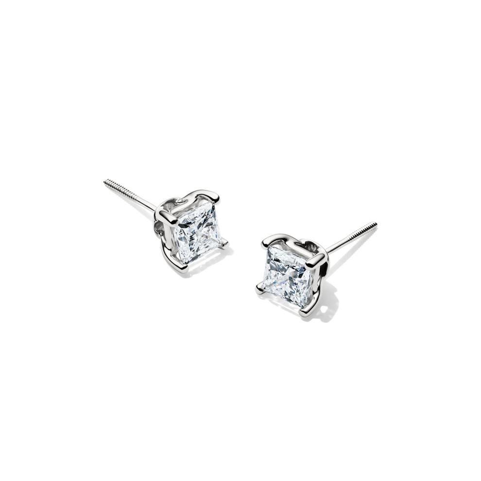 Lab Grown Diamond Princess-Cut Martini Stud in 14K White Gold (1 1/2 ct. tw.) – Image 1 of 3